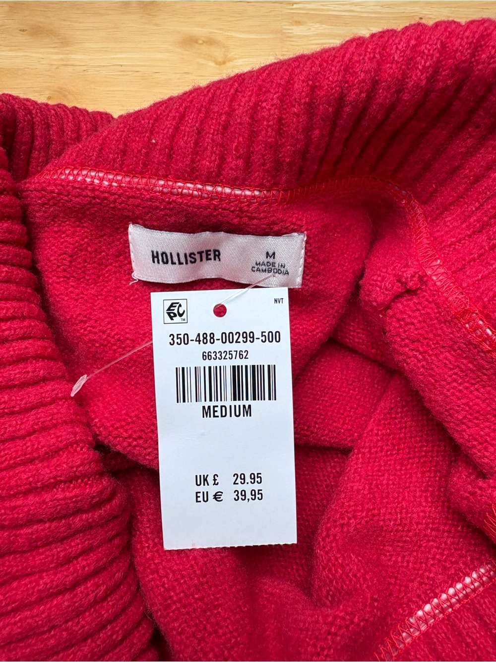 Hollister Red Off-the-Shoulder Twist-Knot Sweater | Women's Sz M - Picture 7 of 8